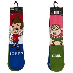 Nickelodeon Odd Sox Jimmy Neutron & Carl Wheezer Crew Socks ( 1 pair of socks )